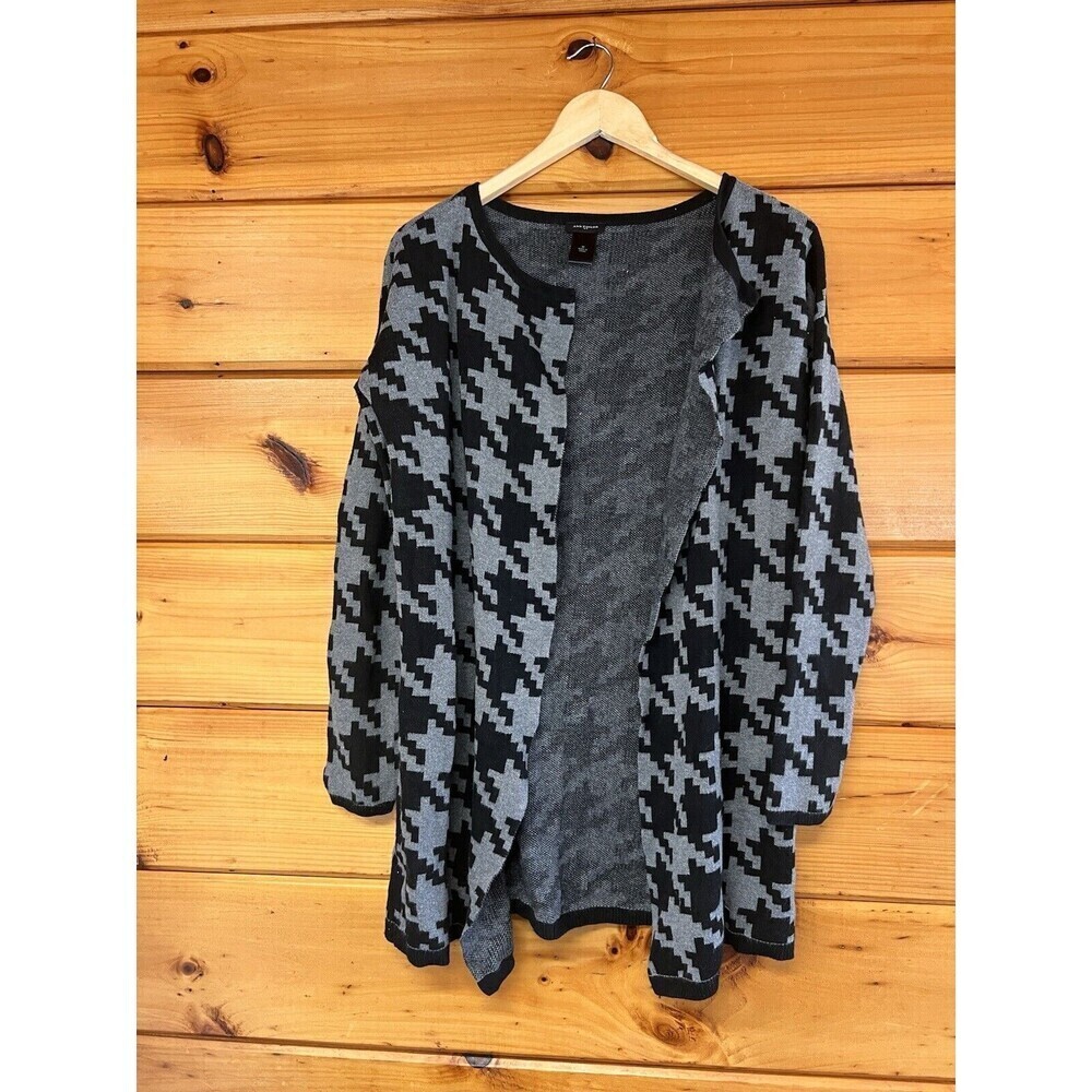 Ann Taylor Gray and Black Houndstooth Sweater / Coatigan Jacket Medium